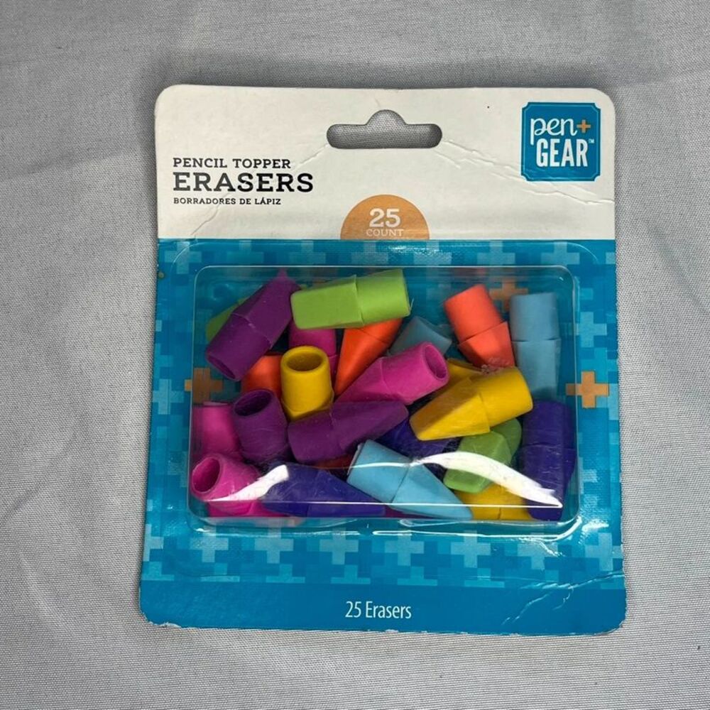 Pen+Gear Pencil Topper Erasers – 25 Count, New